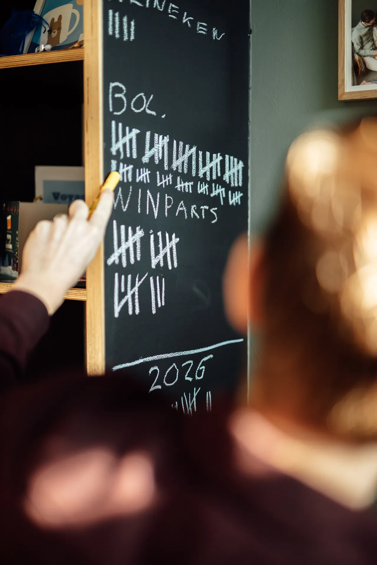 Working through strategy on a blackboard